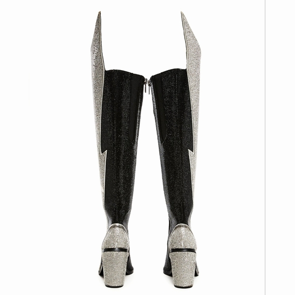 Dolls Kill Sheriff Shine Knee High Boots - Noir Ziggy - Club EXX - NWOT - Picture 4 of 12